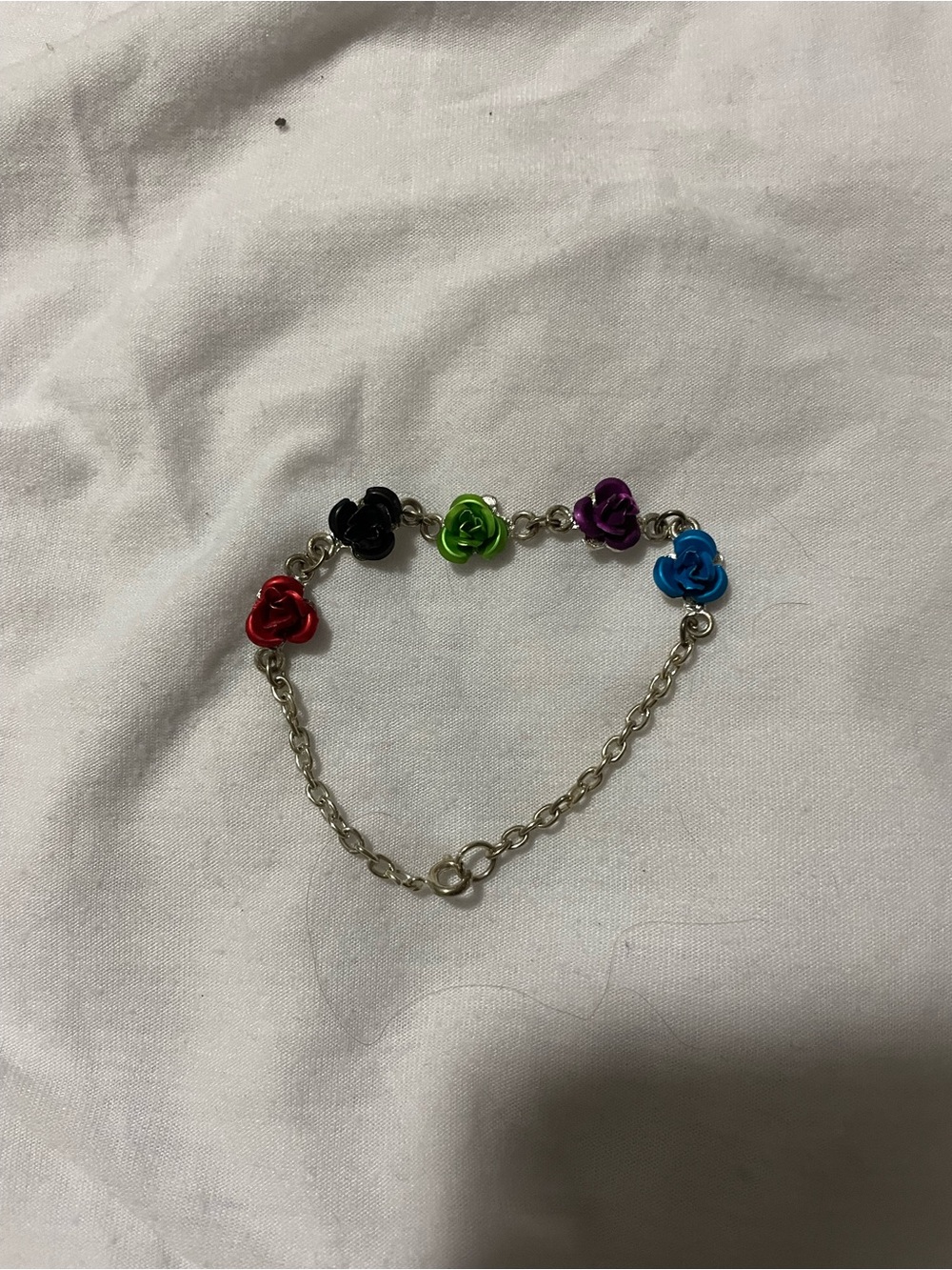 Colorful Rose Charm Bracelet - Multicolor Floral Chain